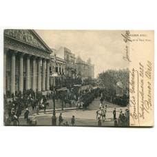 CIUDAD DE BUENOS AIRES TRANVIAS DESDFILE MILITAR ANTIGUA TARJETA POSTAL